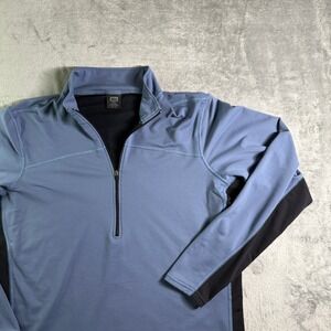 REI Co-op Quarter Zip Pullover Athletic Top Long Sleeve Blue Black XL